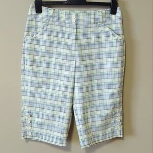 Nike Golf Dry-Fit Women Bermuda Plaid Short Size 8 M Stretch Performance Outdoor